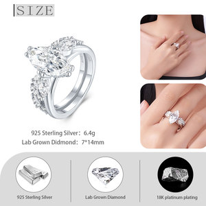 <span class=keywords><strong>Bague</strong></span> de luxe en argent S925 avec diamant de laboratoire de conception personnalisée, taille marquise, grande pierre de 2,6 carats, cadeau pour elle - Product Image 5