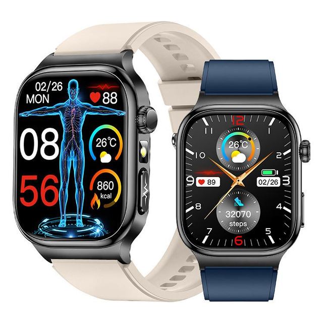 ERON ECG TK18 AMOLED Smart Watch 2.04 " BT Call Health Tracker Men Women 650mAh Battery Waterproof Sport Smartwatch Flashlight