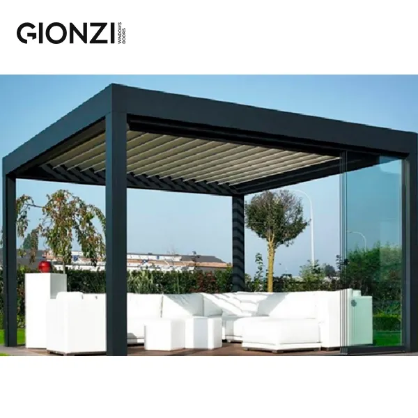 GIONZI Villa Electric Flap Shutter Pavillon Aluminium legierung Pergola Outdoor Pavillon