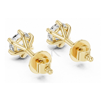 Pendientes de Diamantes Cultivados en Laboratorio con Corte Solitario Esencial de 0.50-5.00ct, Certificados por IGI, Oro Sólido de 14K con Cierre de Rosca Seguro