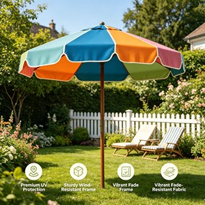 Parasol commercial d'extérieur en fer avec mât central, coloré, pour jardin, terrasse, café, pont et zones de loisirs côtiers - Product Image 5