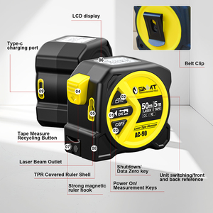 Ruban à mesurer laser <span class=keywords><strong>2</strong></span> en 1 SMMT, écran LCD, unités In/Ft/<span class=keywords><strong>M</strong></span>, mesure linéaire/aire/volume/Pythagore pour différents scénarios - Product Image 3