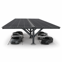 Système de carport solaire commercial triphasé à double rangée de panneaux monocristallins de type Y, 50KW 100KW, raccordé au réseau, pour le stationnement