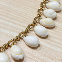 Verano Bohemia playa Shell perla Conch 18K oro Acero inoxidable impermeable collar mujeres enlace océano collar
