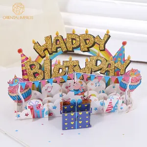 어린이를위한 스톡 3D 팝업 생일 축하 인사말 카드