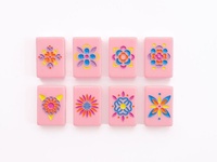 Tuiles de Mahjong en Acrylique Rose Luxe Moderne Américain, Tuiles de Mahjong Rose Pétale Minimalistes, 160 pièces pour le Divertissement