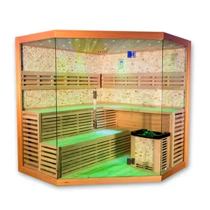 Sauna d'intérieur transportable infrarouge moderne pour 4 personnes Sauna infrarouge lointain en bois personnalisé pour la maison