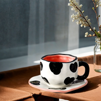 Tasses en céramique irrégulières pour hôtel, bureau, maison, tasses à lait et à café compatibles micro-ondes, tasses en céramique avec soucoupe et anse