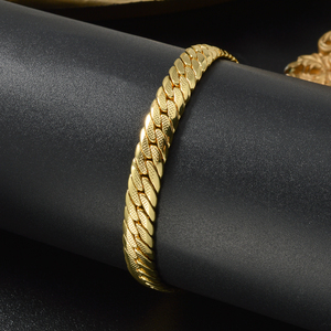 snake shaped chain link embossed textured <b>copper</b> polished men women fashion party wholesale custom 18k gold plated <b>bracelet</b> - Product Image 1