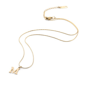 Nabest in acciaio inox alfabeto M ciondolo collana gioielli placcato oro donna lettera M girocolli clavicola - Product Image 5