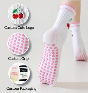 <span class=keywords><strong>Chaussettes</strong></span> de sport Pilates et Yoga personnalisées de haute qualité, antidérapantes, respirantes, à séchage rapide, hautes, avec logo brodé POPSOX - Product Image 1