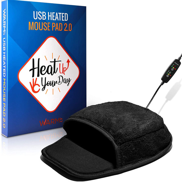 Heated Computer Mouse Pad with Removable Heating Element 3 Temperatures & Time Limits USB Powered Premium Neoprene 20x29cm Stock
