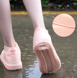 Cobertura de sapato e bota de silicone, à prova d' água, reutilizável, antiderrapante, galoshes, dobrável, de chuva