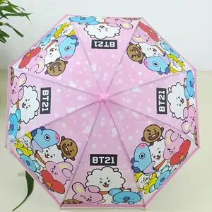 업자 도매에서 크리에이티브 투명 키즈 우산, 만화 학생 휴대용 자동 우산