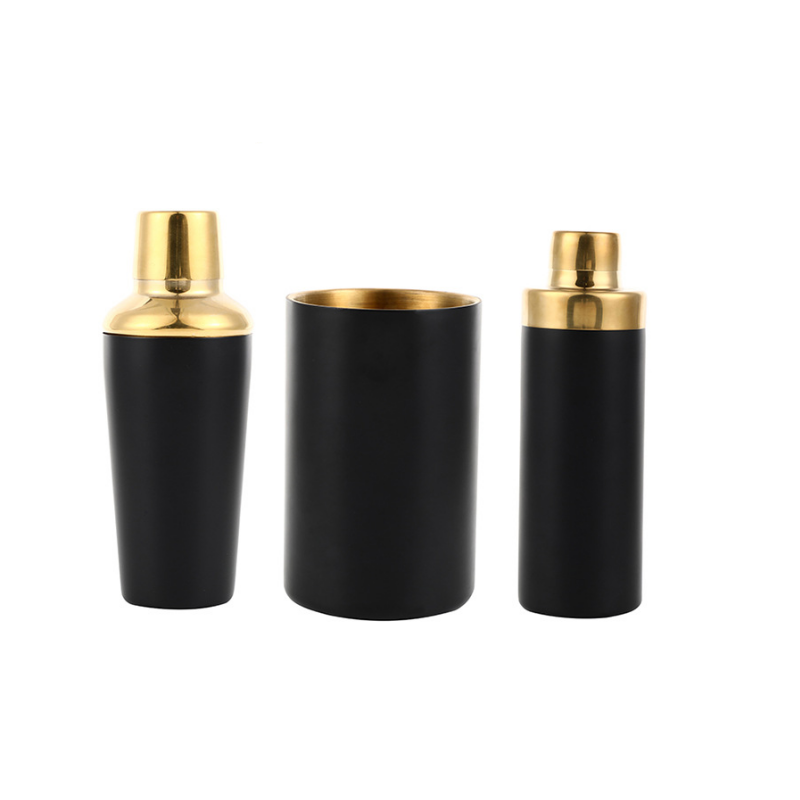Black Stainless Steel Cocktail Shakers Custom Logo Bar Tool Gift Stainless Steel Bartender Kit