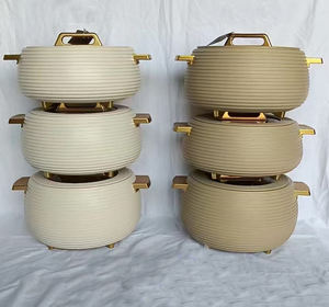 Ensemble <span class=keywords><strong>de</strong></span> casseroles isothermes <span class=keywords><strong>de</strong></span> luxe à texture côtelée horizontale 3L 4L 5L avec poignée <span class=keywords><strong>pont</strong></span> doré pour buffet d'hôtel - Product Image 1