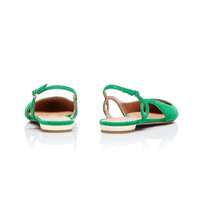 Fabricant de chaussures pour femmes sandales plates personnalisées grande taille en cuir suédé vert bout pointu Slingback femmes chaussures plates personnalisées 2025