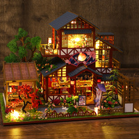 Kit de maison miniature DIY en gros, kit de coin lecture, maison de poupée miniature, maison de poupée de cour japonaise, kit d'artisanat à assembler