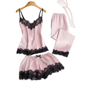 European and American sexy women's sleepwear <b>set</b>, <b>suspender</b> shorts, three-piece <b>set</b>, plus size loungewear/pajamas - Product Image 5