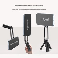 Trépied de voyage pliable ultra-mince à double aimant pour téléphone, perche à selfie magnétique puissante avec adsorption 10N, support pour lumière d'appoint et filtre