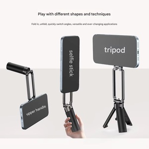 Trépied de voyage ultra-plat pliable pour téléphone, perche à <span class=keywords><strong>selfie</strong></span> magnétique puissante avec adsorption supérieure à 10N, support pour lumière d'appoint, adaptateur de <span class=keywords><strong>filtre</strong></span> et anneau - Product Image 6