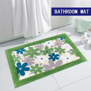 Alfombra de Baño Rectangular de Microfibra Floral con Borde Rosa, Absorbente, Antideslizante, para Uso Doméstico, Entrada o Dormitorio - Product Image 4
