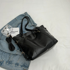 Bolso Tote de Hombro para Mujer, de Gran Capacidad, con Cierre de Dos Cremalleras, Diseño de Caramelo, de Cuero Vegano Encerado, Económico - Product Image 3
