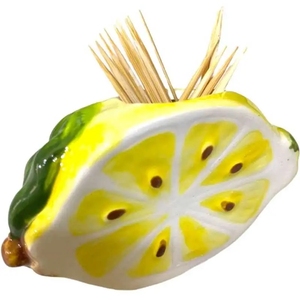 Porta stuzzicadenti in ceramica siciliana, A forma di mezzo limone - Product Image 4