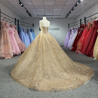 Robe de bal scintillante dorée illusion à col halter avec sequins Jancember 1562 pour Quinceañera
