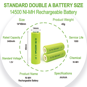 סוללת aa charnimh <span class=keywords><strong>1.2v</strong></span> 2400mah קיבולת גבוהה עבור סולרי/רפואי/צעצועים-ce/rohs מוסמך - Product Image 2