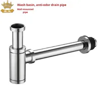 Séparateur d'eau moderne tout en cuivre à angle droit, bouchon anti-odeur en acier inoxydable pour salle de bain, lavabo, vidange, prise murale pour hôtels