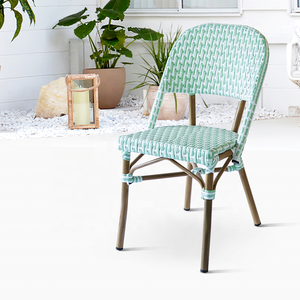 Moderno giardino esterno francese vimini alluminio bar sala da pranzo mobili verde chiaro bar Rattan sedia da bistrot - Product Image 1