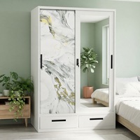 Armoire en acier moderne à 2 portes avec barre de suspension et étagères pour chambre à coucher