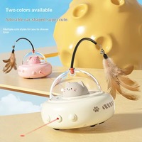 Jouet interactif intelligent électrique à induction pour chat et chien, auto-animé, avec plumes, pour l'exercice et le divertissement en intérieur, anti-ennui