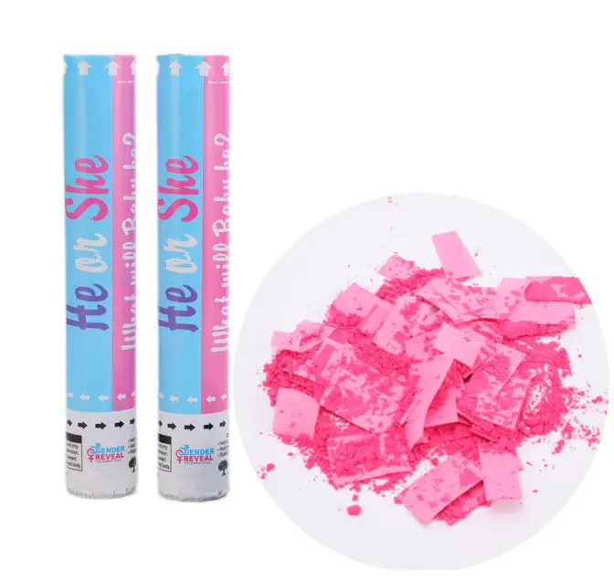 Gender reveal party popper confetti gun He or She baby puzzle gender fireworks cylinder manufacturers direct wholesale