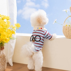 Ropa <span class=keywords><strong>de</strong></span> Algodón para Perros al por Mayor con Rayas y Ojos Grandes, Camiseta <span class=keywords><strong>de</strong></span> Estilo <span class=keywords><strong>de</strong></span> Dibujos Animados para Perros, Primavera/Verano - Product Image 3