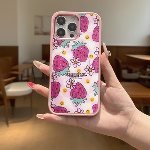 Coque de téléphone à panneau arrière magnétique remplaçable pour <span class=keywords><strong>iphone</strong></span> 17 / 17pro/17promax/17air avec la dorure Smiley fraise - Product Image 2