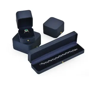 定制首饰盒顶级品质黑色Pu皮革麂皮插盒戒指项链手链礼品包装塑料首饰盒
