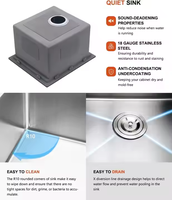 Évier de cuisine encastré en acier inoxydable 304 à cuve unique avec cache-robinet pliable, fait main, moderne, pour camping-car, bar, maison, vente en gros, service OEM ODM