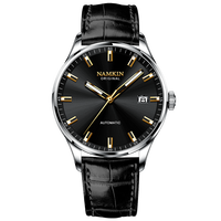 Reloj Mecánico Automático NH35 para Hombre con Logotipo Personalizado OEM, Movimiento Japonés, Correa de Cuero Genuino, Relojes Casuales