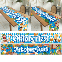 Chemin de table Oktoberfest en polyester, motif bavarois, bière, bretzel, saucisse, pour fête, nappe de table, décoration de cuisine