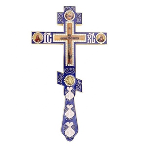 Cruz de Jesús para Sacerdotes de la Iglesia Ortodoxa, Modelo ZDH009, en Aleación, con Múltiples Colores de Esmalte, Chapada en Oro Grande, en Caja de Regalo - Product Image 4