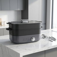 Prix usine 5L multifonctionnel cuisinière électrique antiadhésive carré marmite poêle en verre trempé économiseur d'énergie pour hôtel