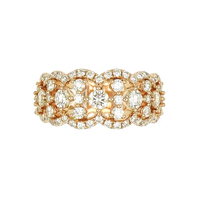 Bague large en or jaune 18 carats avec pavé de diamants et découpes ajourées, bijou de luxe pour femme
