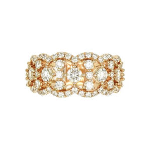 18K Yellow Gold Diamond Cluster Pave Wide Band Ring With Filigree Cutout Luxury Statement Jewelry <b>For</b> <b>Women</b> - Product Image 1