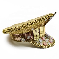 Chapeau de capitaine artisanal haut de gamme avec lettres en sequins pour mariage et célébration de future mariée, coiffe nuptiale scintillante en strass