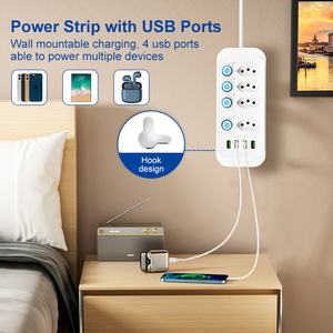 Multiprise électrique brésilienne avec 4 <span class=keywords><strong>prises</strong></span> et 4 ports USB, protection contre les surcharges - Product Image 5