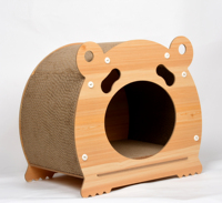 Caverne carrée durable et écologique pour lit de chat 2-en-1 avec emballage en carton à gratter