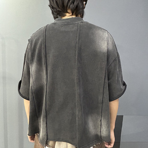 Custom Graphic Screen Printing Cotton Oversized Boxy Short Sleeve Acid Wash Cropped T <strong>Shirt</strong> Cut and Sew <strong>Patchwork</strong> T-<strong>Shirt</strong> - Product Image 6