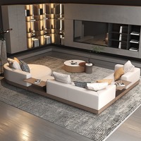 Ensemble de canapés minimalistes italiens Connery, revêtement en cuir véritable, chaise longue d'angle en forme de U pour salon